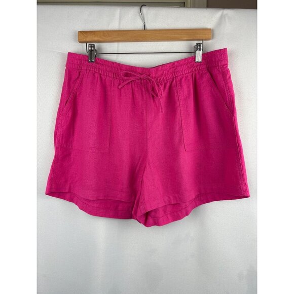 J.Crew Womens Linen Blend Pink Drawstring Shorts Size L New - Picture 1 of 6